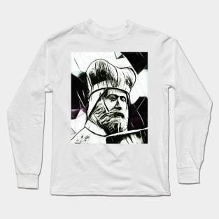 Geoffrey of Monmouth Blackand White Portrait | Geoffrey of Monmouth Artwork 3 Long Sleeve T-Shirt